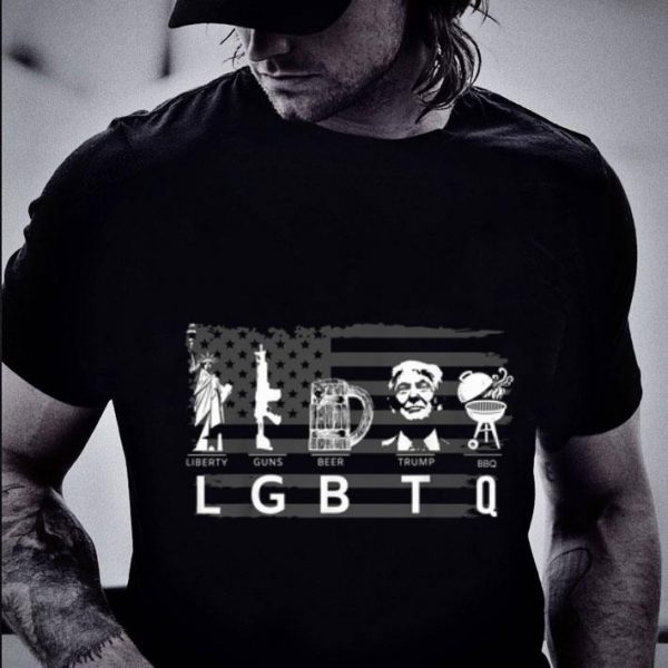 Premium LGBTQ Liberty Guns Beer Trump BBQ American Flag shirt 2