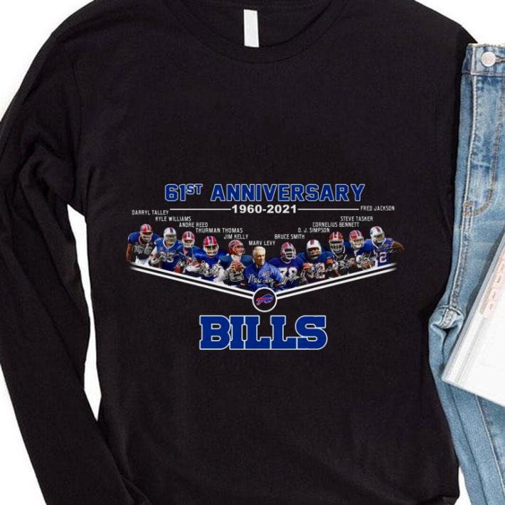 Funny Buffalo Bills 61st anniversary 1960-2021 Team & coach signatures shirt