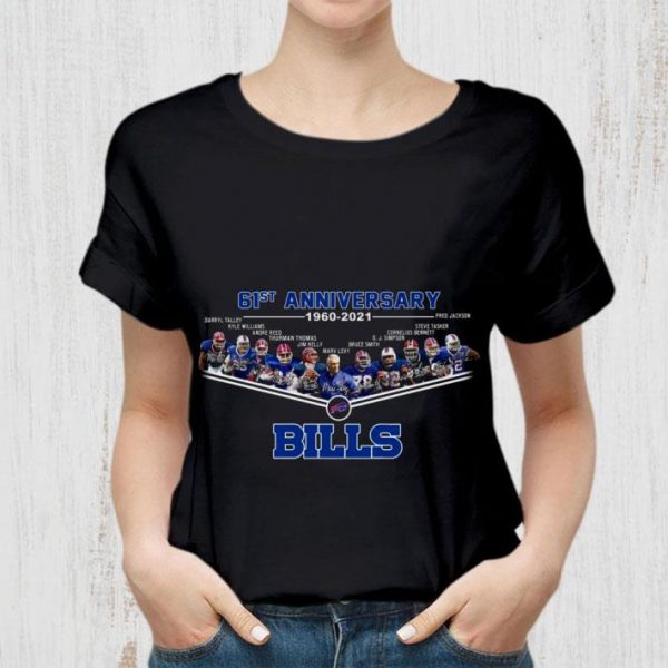 Funny Buffalo Bills 61st anniversary 1960-2021 Team & coach signatures shirt 2