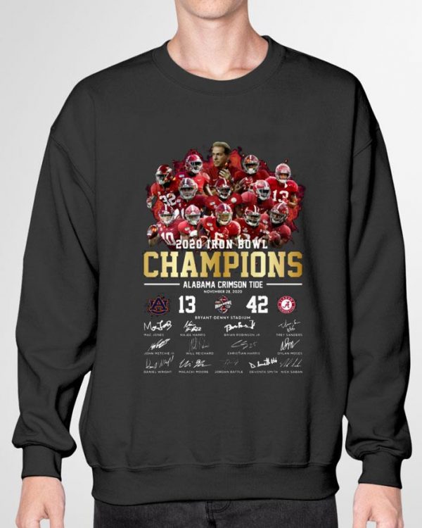 Best Alabama Crimson Tide Signatures 2020 Iron Bowl Champions 42-13 shirt 3