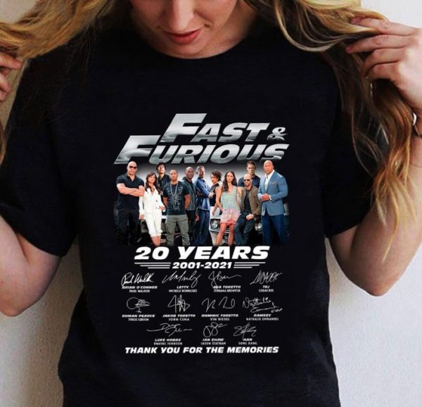 Fast & furious 20 years 2001-2021 thank you for the memories shirt 2