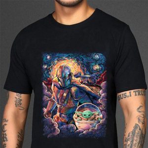 Hot Star Wars The Mandalorian & The Child Starry Night Style shirt 5