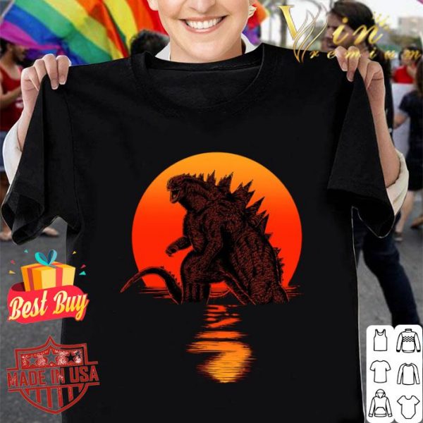 Funny Godzilla Sunset shirt 1