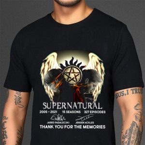 Premium Supernatural 2005-2021 15 seasons 327 episodes Signatures Sam and Dean shirt 5