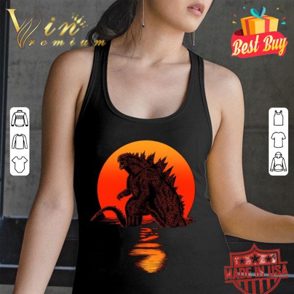Funny Godzilla Sunset shirt 3