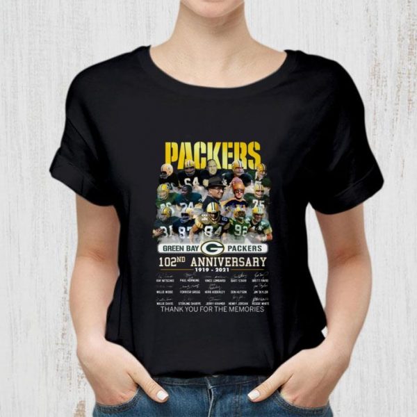 Best Green Bay Packers 102nd Anniversary 1919-2021 Signatures shirt 2