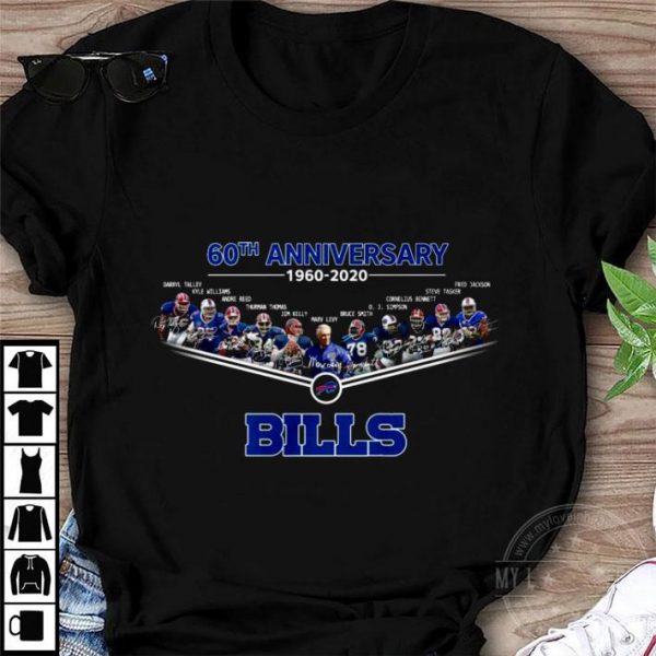 Hot 60th Anniversary 1960-2020 Buffalo Bills Signatures shirt 1