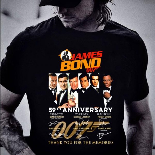 Best 007 James Bond 1962-2021 25 Films 6 Actors Signatures shirt 2