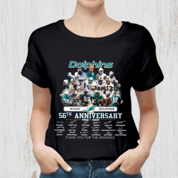 Funny Coach Miami Dolphins 56th Anniversary 1965-2021 Signatures shirt 2