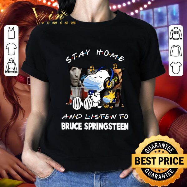 Best Friends Snoopy Stay Home And Listen To Bruce Springsteen Covid-19 shirt 2