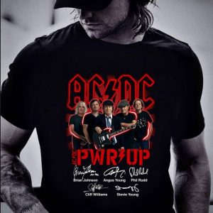 Hot Power Up ACDC Band PWR Up Signatures Brian Johnson Angus Young shirt 4