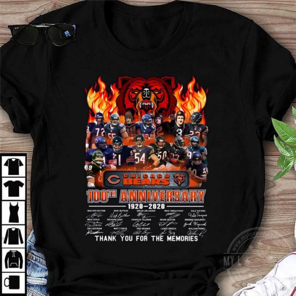 NFL Chicago Bears 100th Anniversary 1920-2020 Signatures shirt 1