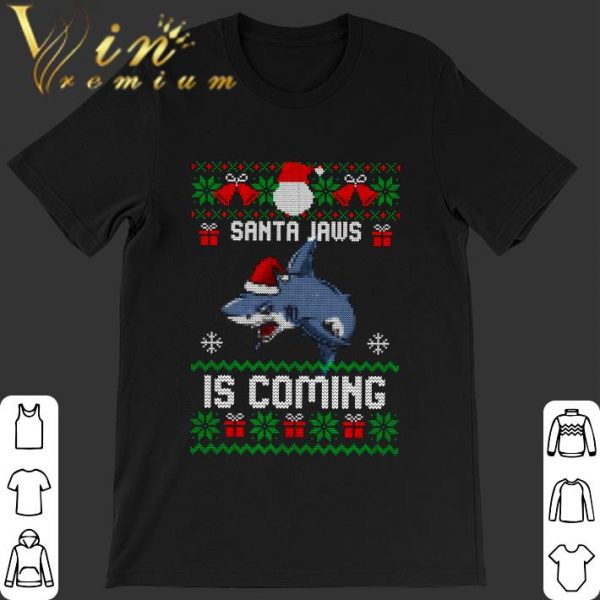 Original Shark Santa Jaws Is Coming Ugly Christmas shirt 1