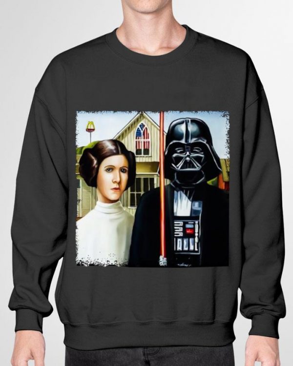 Hot Princess Leia Darth Vader American Gothic shirt 3
