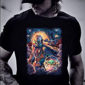 Hot Star Wars The Mandalorian & The Child Starry Night Style shirt 4