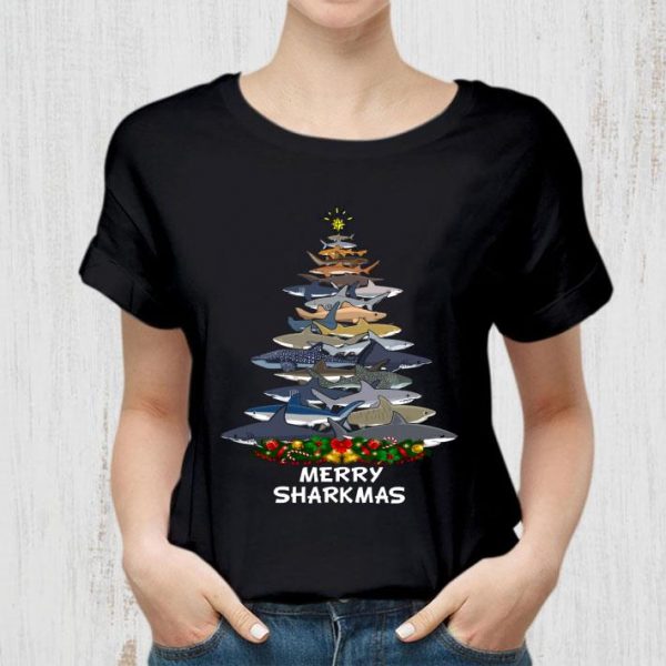 Awesome Sharks Merry Sharkmas Christmas Tree 2020 shirt 2