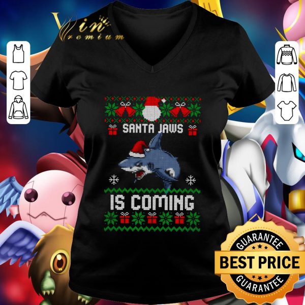 Original Shark Santa Jaws Is Coming Ugly Christmas shirt 2