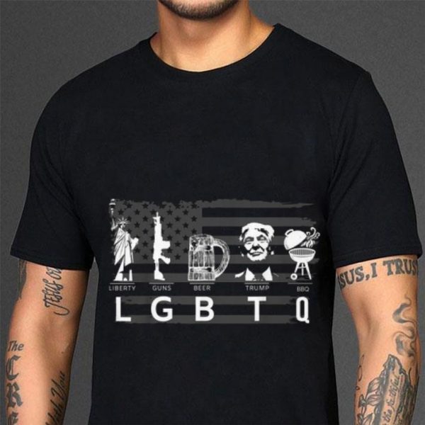 Premium LGBTQ Liberty Guns Beer Trump BBQ American Flag shirt 3