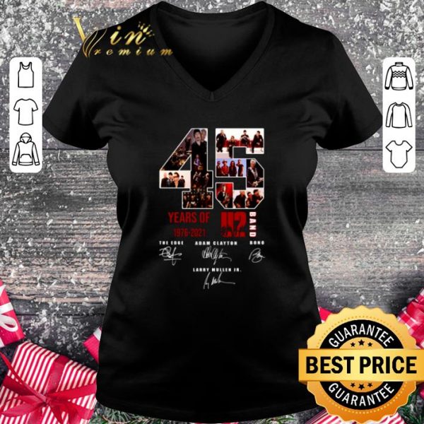 Hot U2 Band 45 Years Of 1976-2021 Signatures The Edge Adam Clayton shirt 2