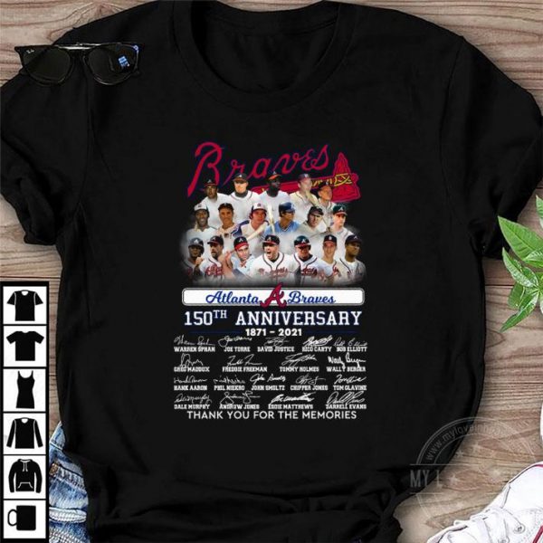 Hot Atlanta Braves 150th Anniversary 1871-2021 Signatures shirt 1