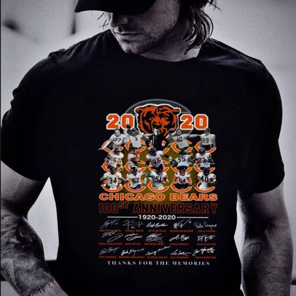 Premium 2020 Chicago Bears 100st anniversary 1920-2020 signatures thank you shirt 2