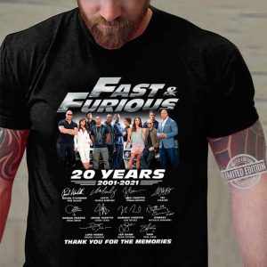 Fast & furious 20 years 2001-2021 thank you for the memories shirt 5