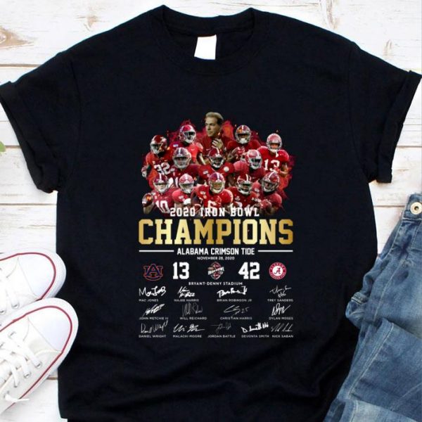 Best Alabama Crimson Tide Signatures 2020 Iron Bowl Champions 42-13 shirt 1