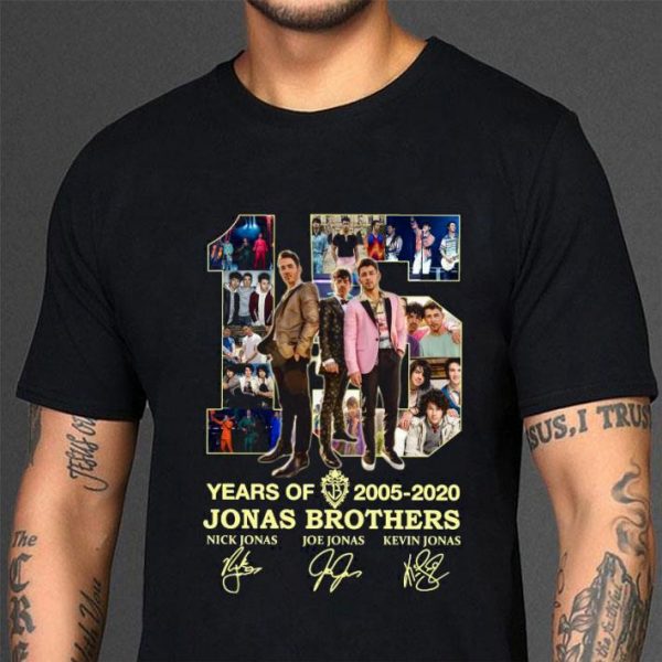 Original 15 Years Of 2005-2020 Jonas Brothers Signatures Nick Jonas shirt 3