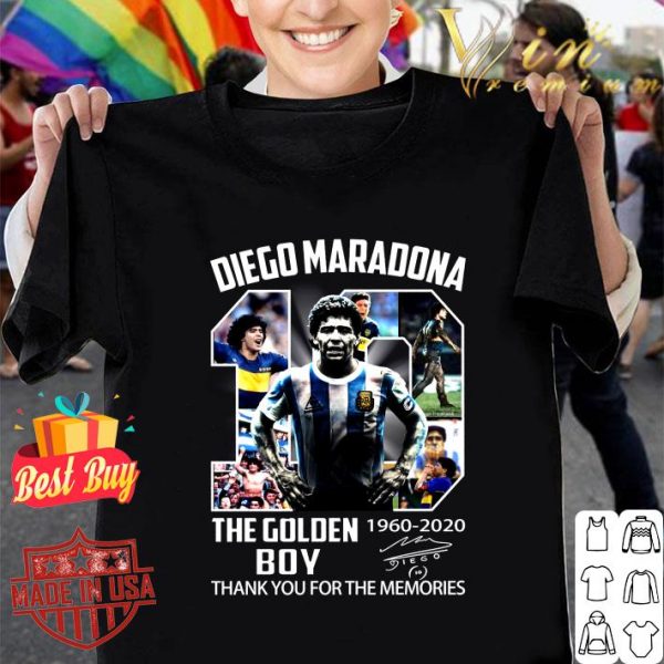 Funny 10 Diego Maradona RIP The Golden Boy 1960-2020 Signed Thank You shirt 1