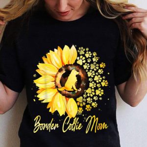 Womens Sunflower Border Collie Mom Dog Lover Gift shirt 4