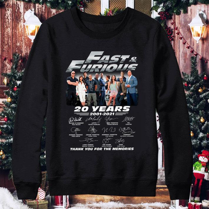 Fast & furious 20 years 2001-2021 thank you for the memories shirt