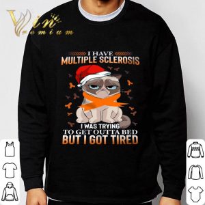 Christmas Grumpy Cat I Have Multiple Sclerosis I Was Trying To Get Outta Bed shirt 5