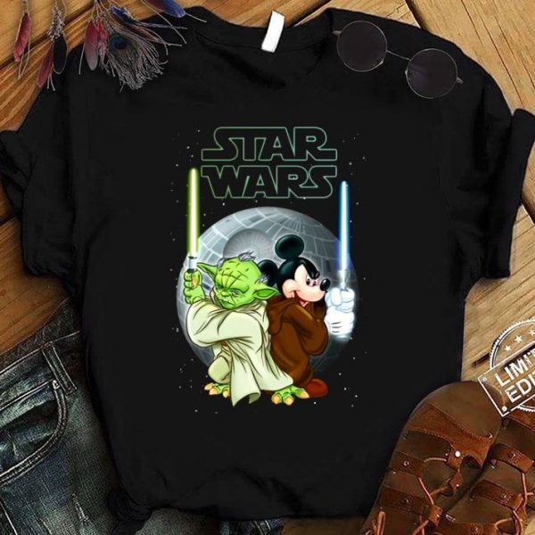 Funny Star Wars Master Yoda and Mickey Mouse shirt 1