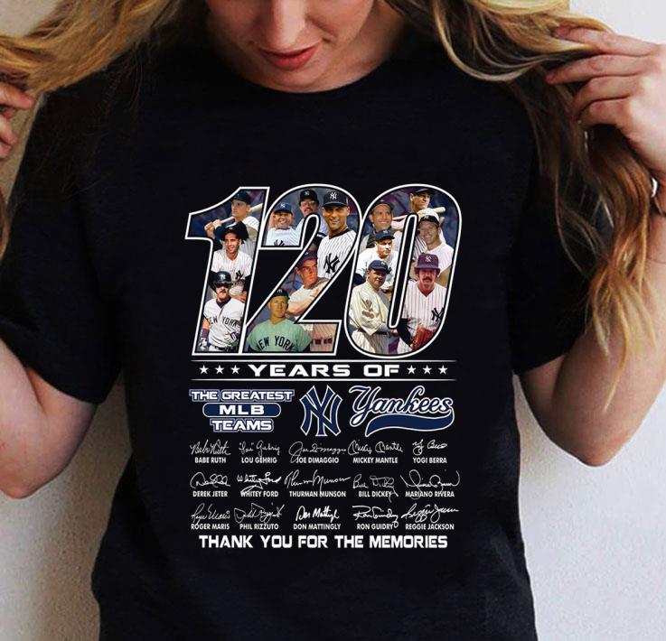 Teams New York Yankees 120 years of the greatest MLB signatures shirt Teams New York Yankees 120 years of the greatest MLB signatures shirt 2
