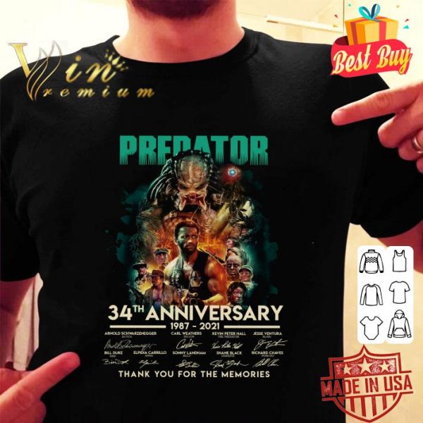Funny All character Predator 34th Anniversary 1987-2021 Signatures shirt 2