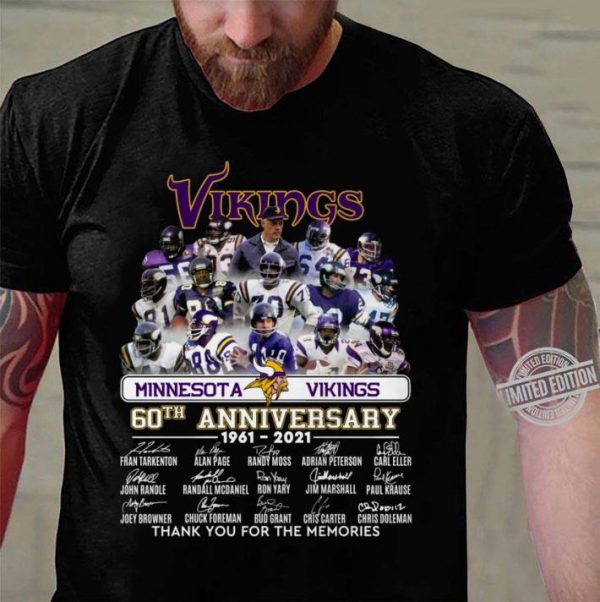 Best Minnesota Vikings 60th Anniversary 1961-2021 Thank You For The Memories shirt 3