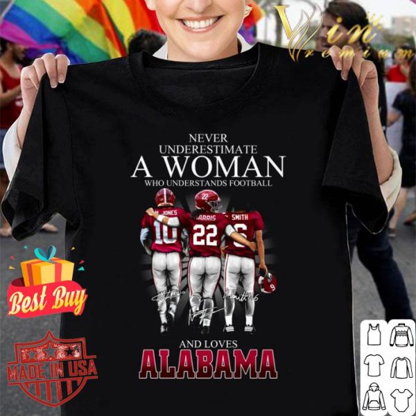 Hot Never underestimate a woman who Alabama Crimson Tide Signatures shirt 1