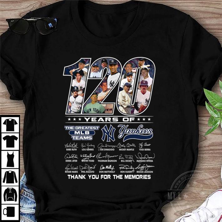 Teams New York Yankees 120 years of the greatest MLB signatures shirt Teams New York Yankees 120 years of the greatest MLB signatures shirt 1