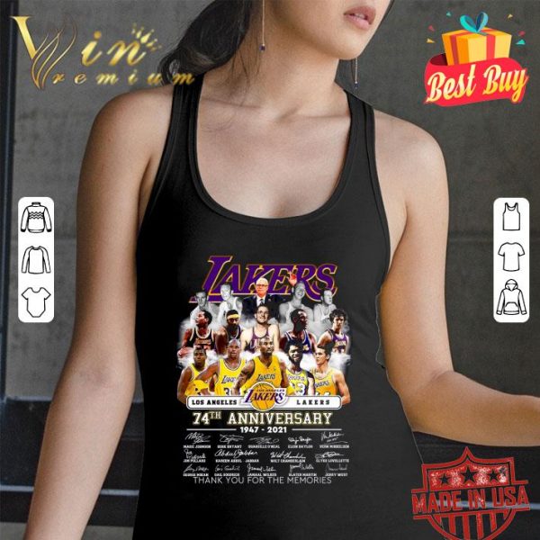 Funny 74th Anniversary 1947-2021 Team Los Angeles Lakers Signatures shirt 3