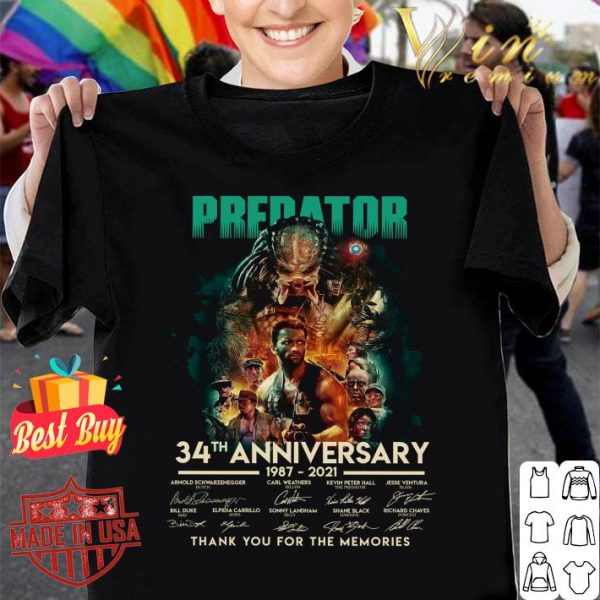 Funny All character Predator 34th Anniversary 1987-2021 Signatures shirt 1