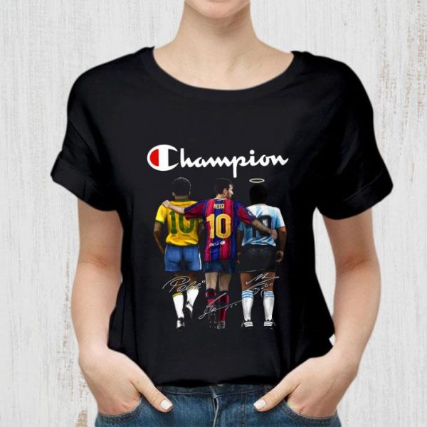 Logo Champion Pelé Lionel Messi Diego Maradona Signatures shirt 2
