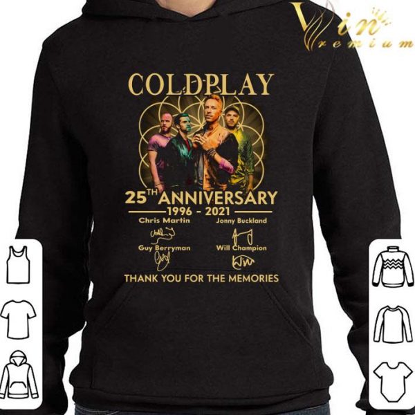 Coldplay Band 25th Anniversary 1996-2021 Thank You For The Memories shirt 4