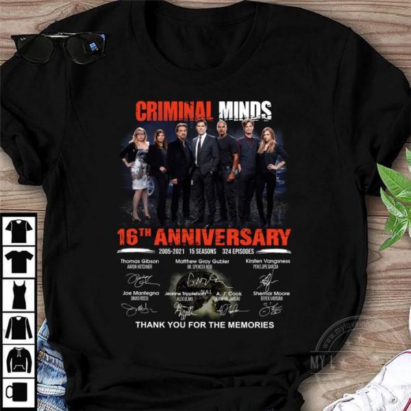 Premium Criminal Minds 16th anniversary 2005-2021 signatures Thomas Gibson shirt 1