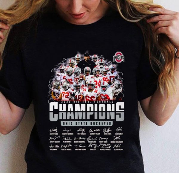 Premium 2020 Big Ten Football Champions Ohio State Buckeyes Signatures shirt 2