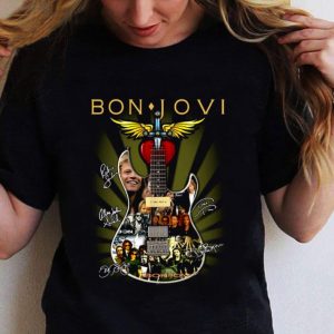 Awesome Logo Guitar Bon Jovi 1983-2020 Signatures shirt 5