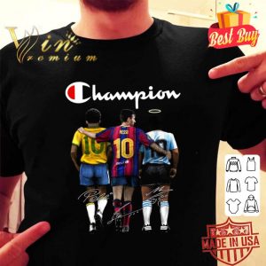 Funny Logo Champion Pelé Lionel Messi Diego Maradona Signatures shirt 5