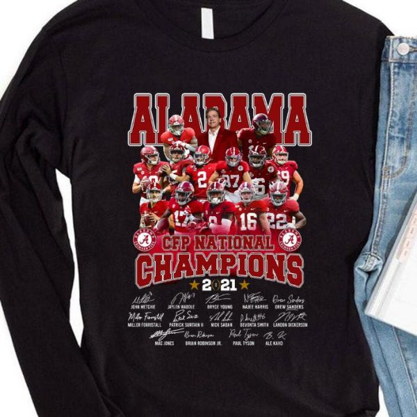 Alabama CFP national champions 2021 signatures shirt 4