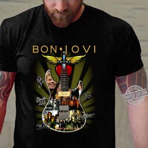 Awesome Logo Guitar Bon Jovi 1983-2020 Signatures shirt 6