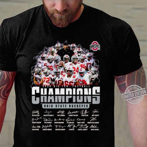 Premium 2020 Big Ten Football Champions Ohio State Buckeyes Signatures shirt 3