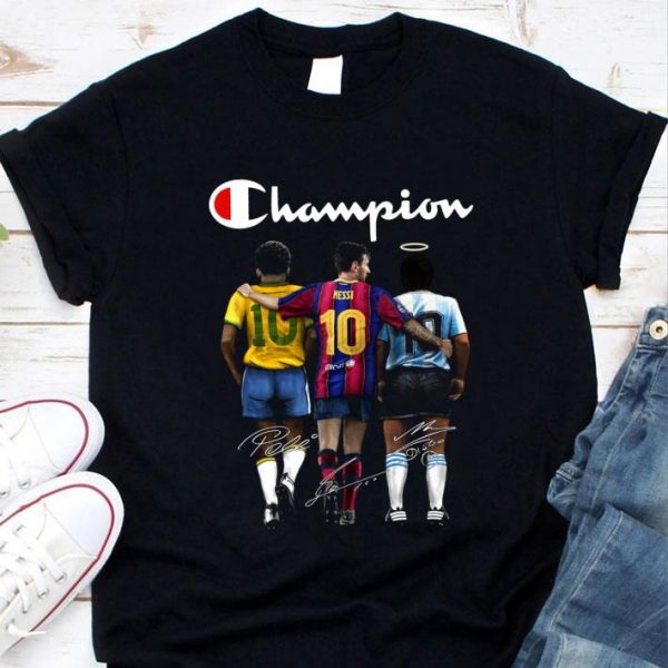 Logo Champion Pelé Lionel Messi Diego Maradona Signatures shirt 1
